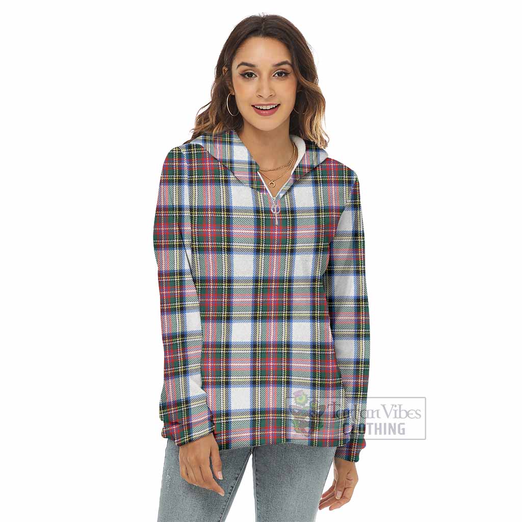 Tartan Vibes Clothing Dennistoun Tartan Women's Borg  Half Zip Fleece Hoodie