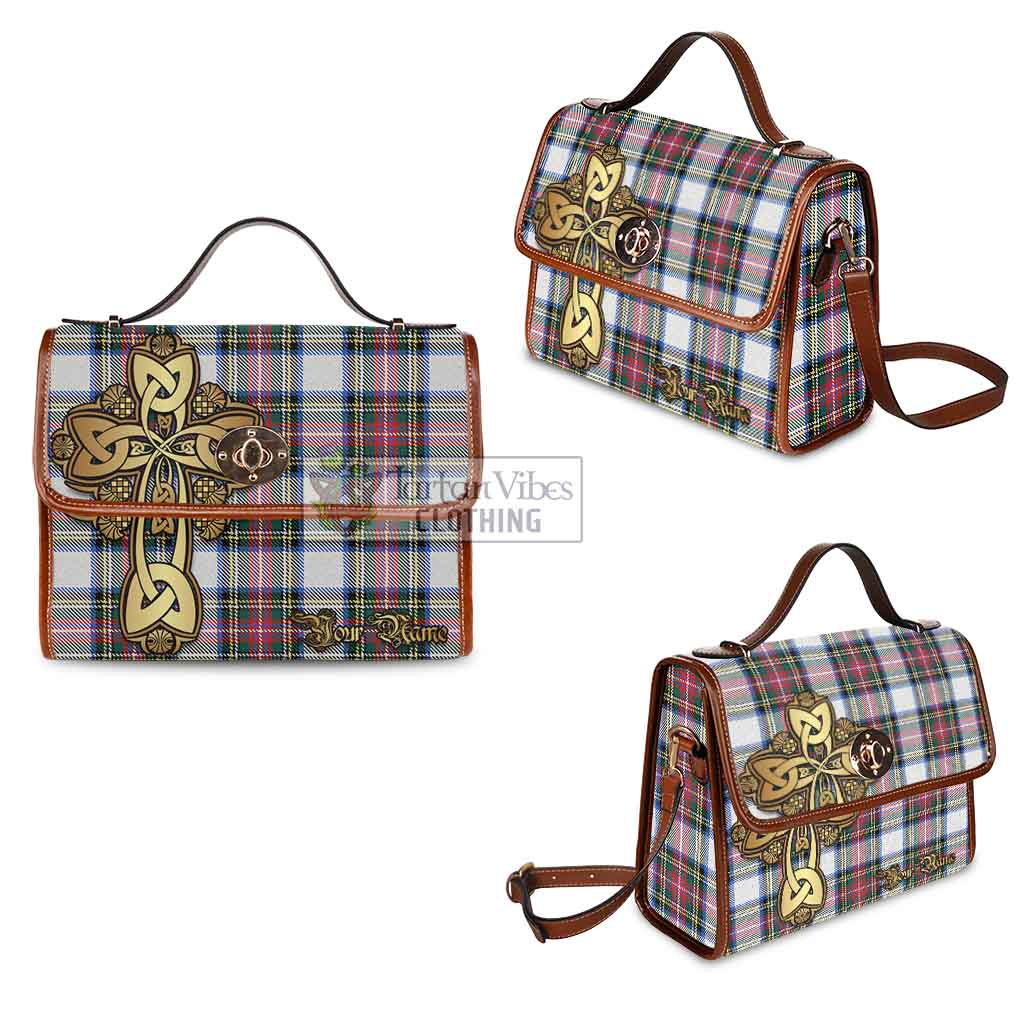 Tartan Vibes Clothing Dennistoun Tartan Waterproof Canvas Bag Golden Thistle Celtic Cross Style