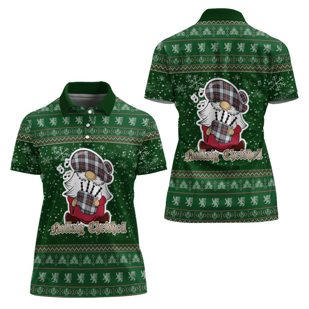 Dennistoun Clan Christmas Family Polo Shirt with Funny Gnome Playing Bagpipes - Tartanvibesclothing