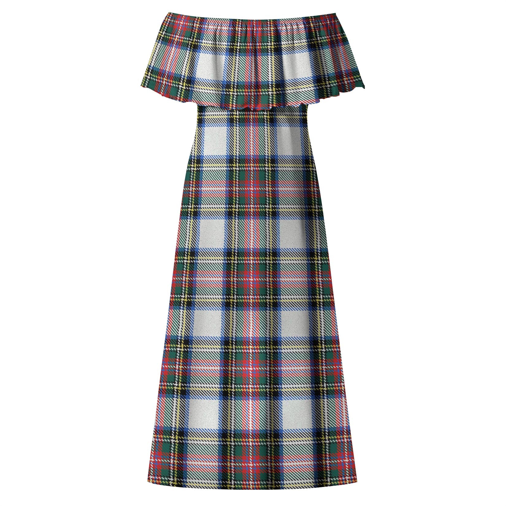 Dennistoun Tartan Off Shoulder Long Dress - Tartanvibesclothing