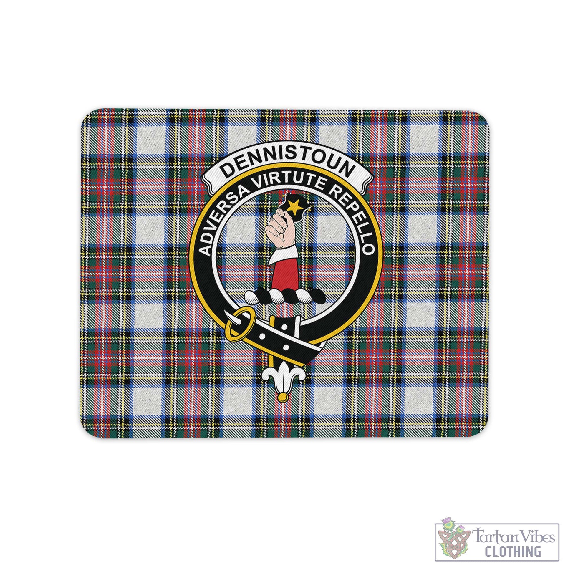 Tartan Vibes Clothing Dennistoun Tartan Mouse Pad with Family Crest