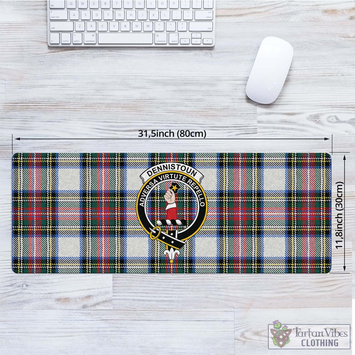 Tartan Vibes Clothing Dennistoun Tartan Mouse Pad with Family Crest