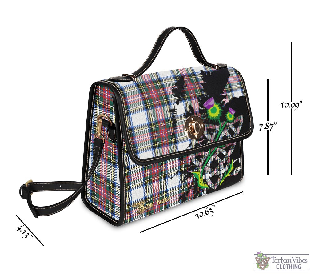 Tartan Vibes Clothing Dennistoun Tartan Waterproof Canvas Bag with Scotland Map and Thistle Celtic Accents