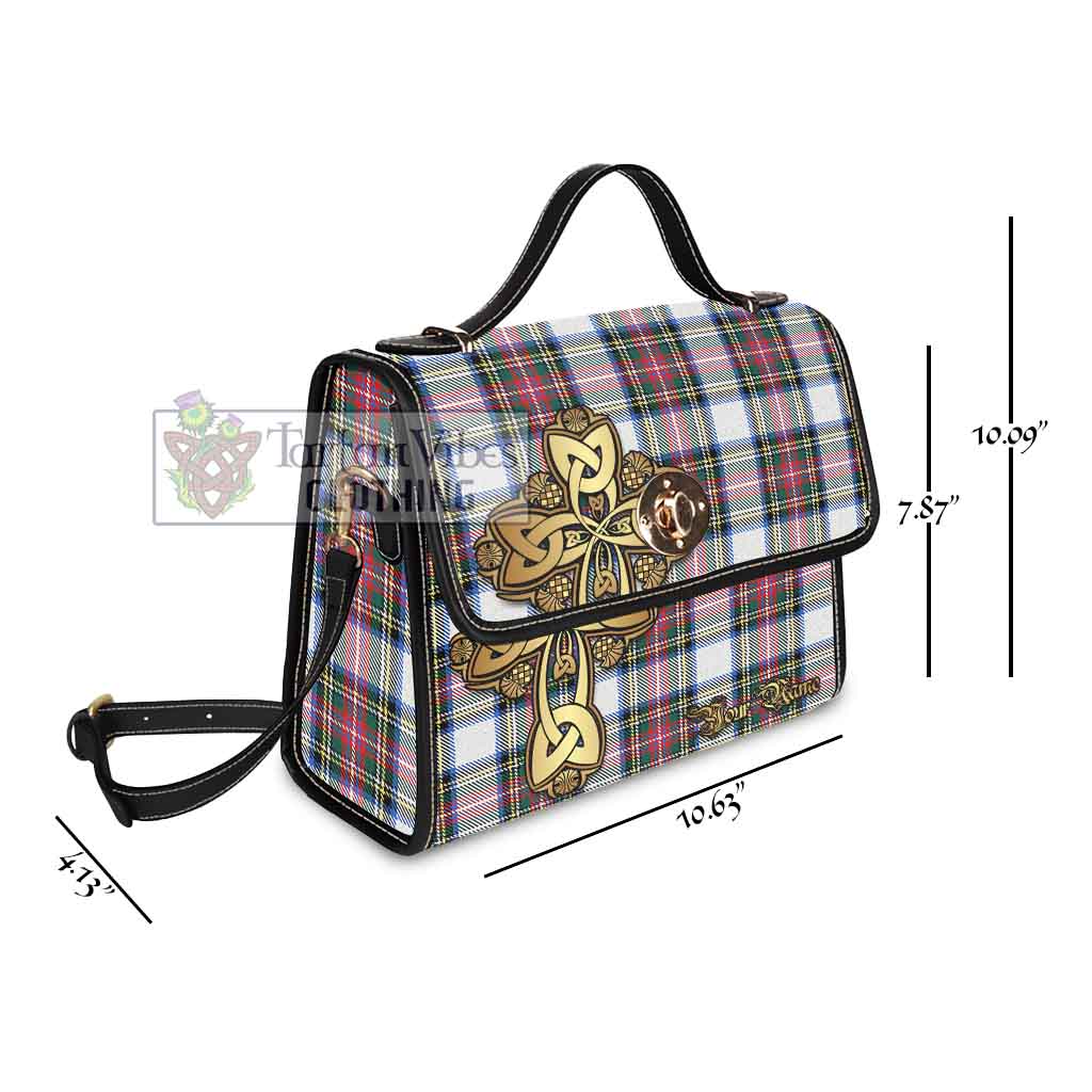 Tartan Vibes Clothing Dennistoun Tartan Waterproof Canvas Bag Golden Thistle Celtic Cross Style