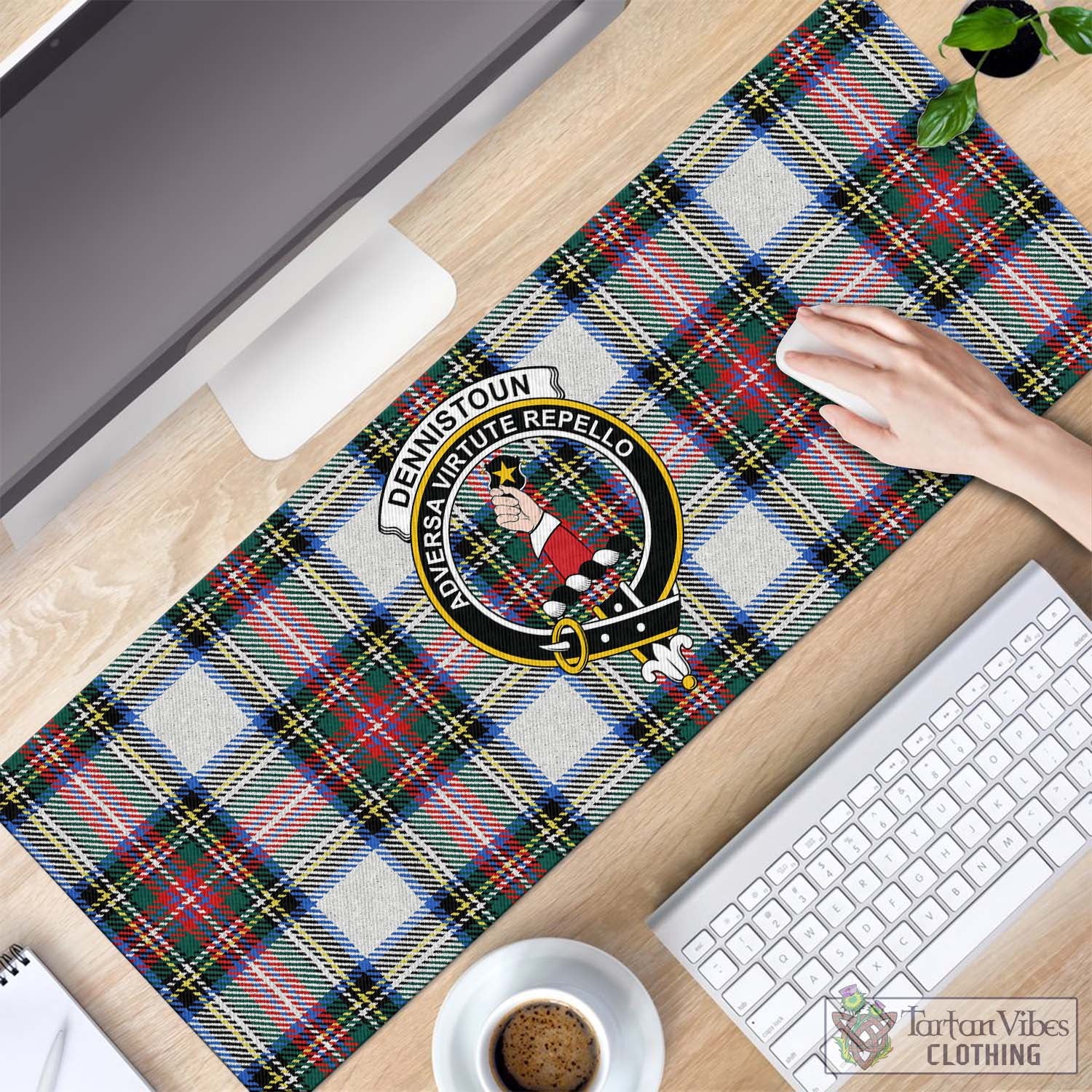 Tartan Vibes Clothing Dennistoun Tartan Mouse Pad with Family Crest