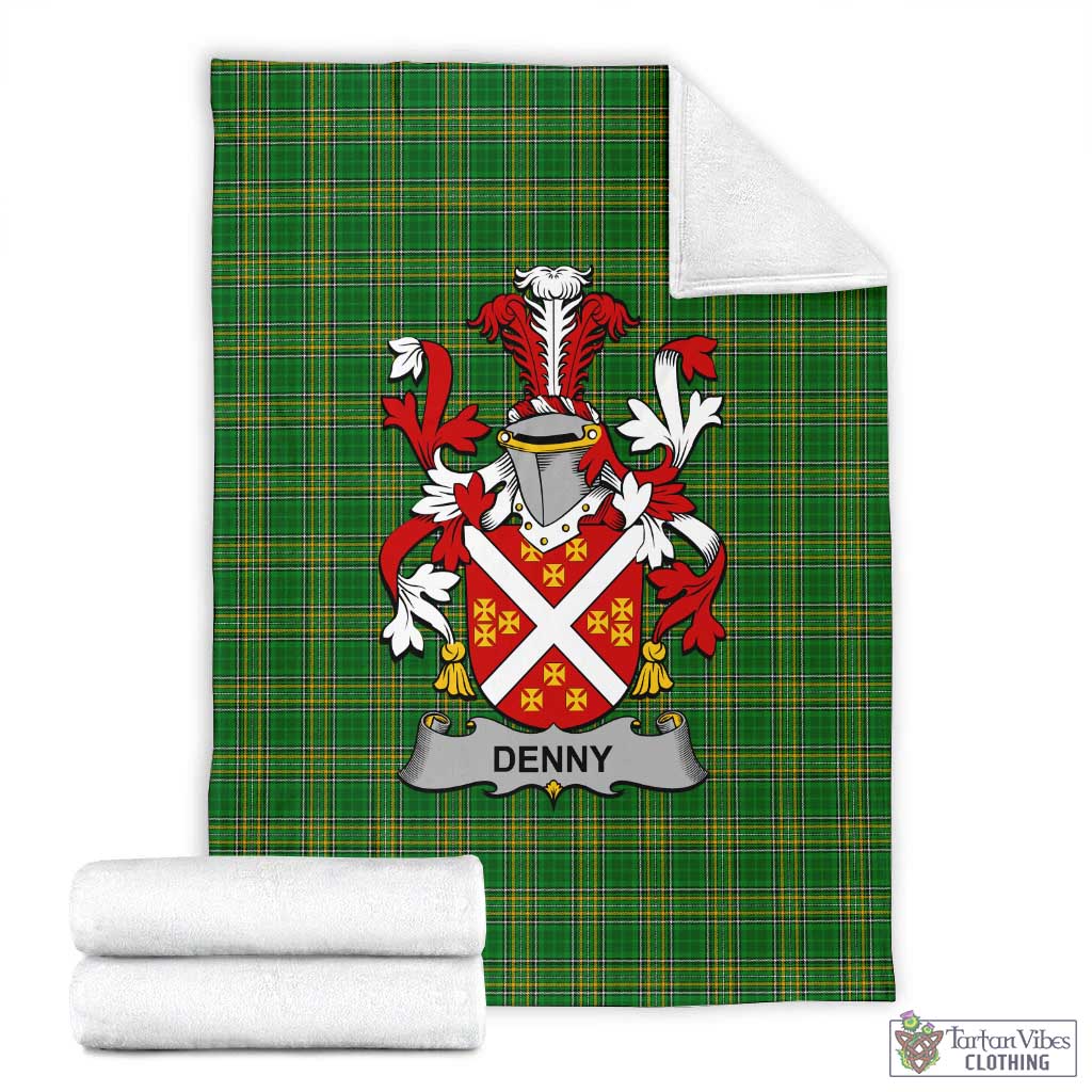 Tartan Vibes Clothing Denny Irish Clan Tartan Blanket with Coat of Arms