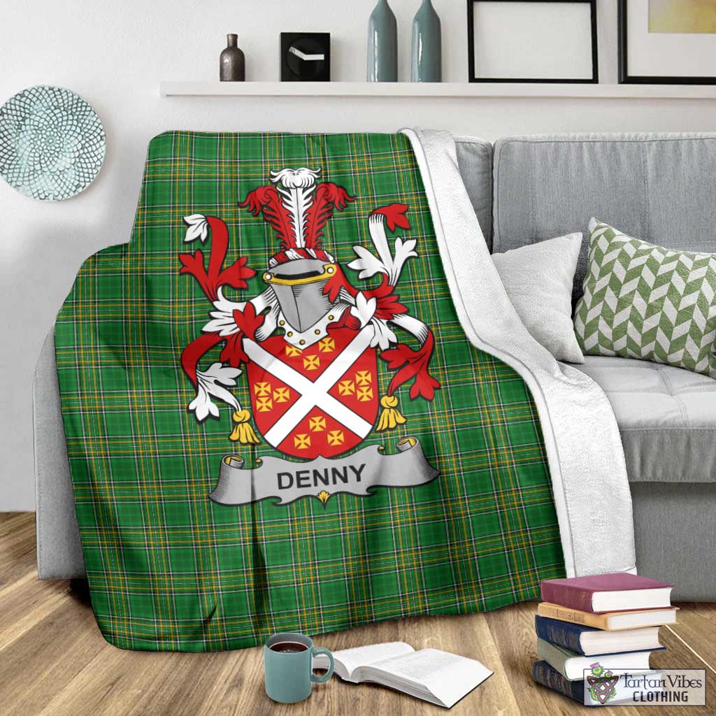 Tartan Vibes Clothing Denny Irish Clan Tartan Blanket with Coat of Arms