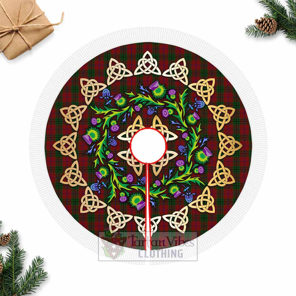 Denny Tartan Christmas Tree Skirt with Thistle Celtic Knot Style Fringed Tree Skirts - Tartan Vibes Clothing