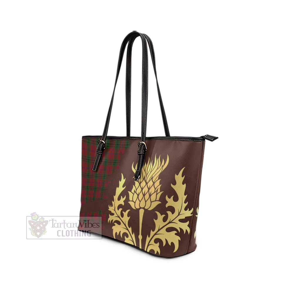 Denny Tartan Leather Tote Bag Gold Thistle Style - Tartan Vibes Clothing