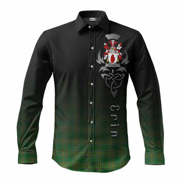 Devaney Irish Clan Long Sleeve Button Shirt with Coat of Arms Erin Go Bragh Celtic Inspired Men's Shirt S - Tartan Vibes Clothing