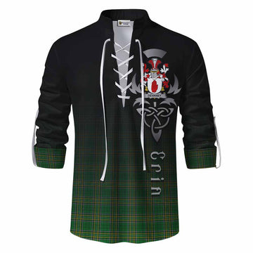 Devaney Irish Clan Ghillie Kilt Shirt with Coat of Arms Erin Go Bragh Celtic Inspired Men - Tartan Vibes Clothing