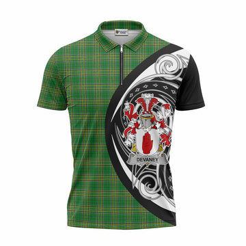 Devaney Irish Clan Zipper Polo Shirt Celtic Circle Style Unisex - Tartan Vibes Clothing