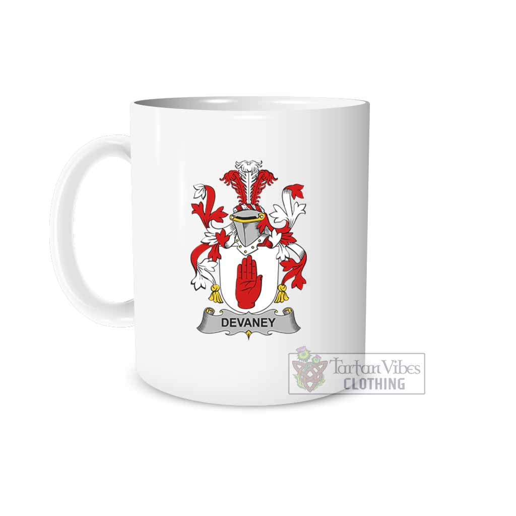 Devaney Irish Clan Coat of Arms Ceramic Mug White - 2D-tartanvibesclothing