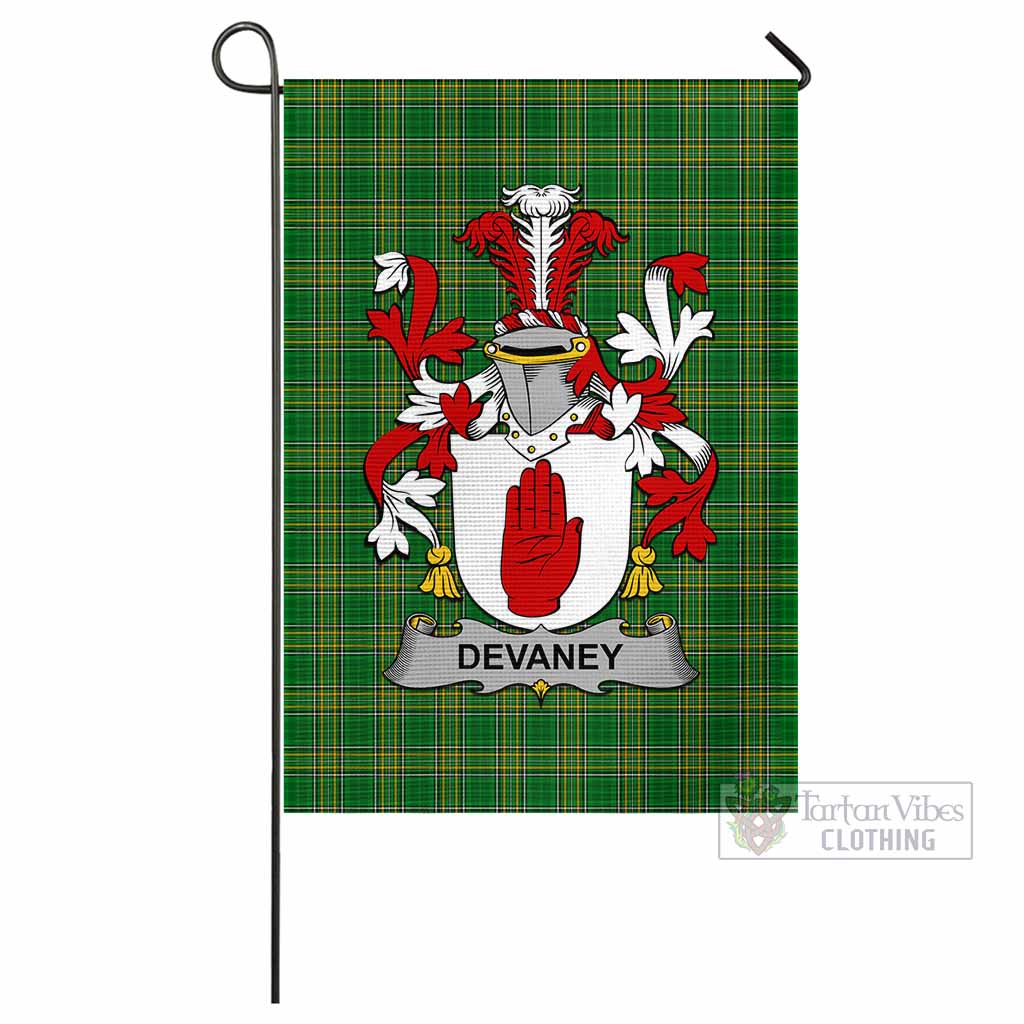 Tartan Vibes Clothing Devaney Irish Clan Flag with Coat of Arms