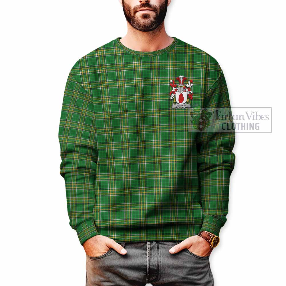 Devaney Irish Clan Tartan Sweatshirt with Coat of Arms - Tartan Vibes Clothing