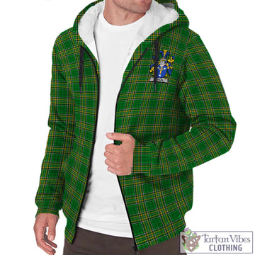 Devlin Irish Clan Tartan Sherpa Hoodie with Coat of Arms Unisex - Tartan Vibes Clothing