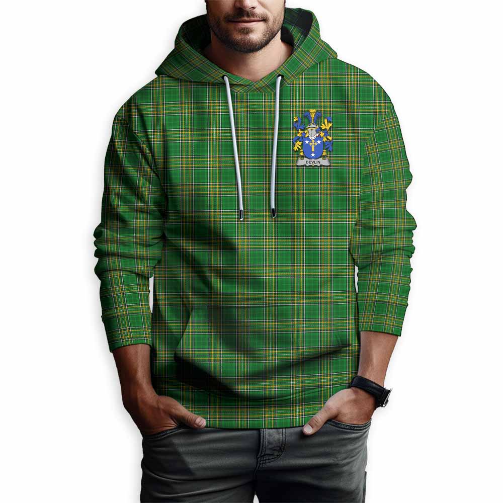 Devlin Irish Clan Tartan Hoodie with Coat of Arms Zip Hoodie - Tartan Vibes Clothing