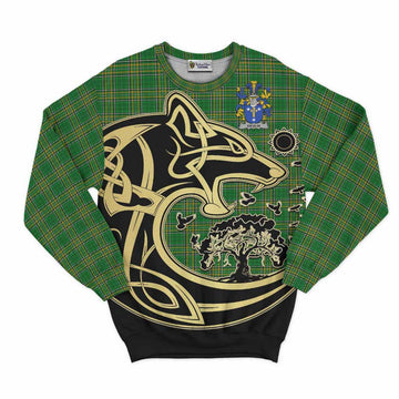 Devlin Irish Tartan Sweatshirt with Coat of Arms Celtic Wolf Style Unisex - Tartan Vibes Clothing