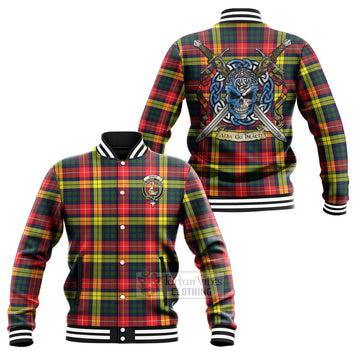 Dewar Tartan Baseball Jacket with Family Crest Celtic Skull Style Unisex - Tartan Vibes Clothing