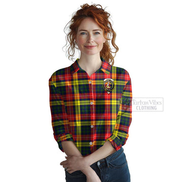 Dewar Tartan Women's Casual Shirt with Family Crest Celtic Skull Style