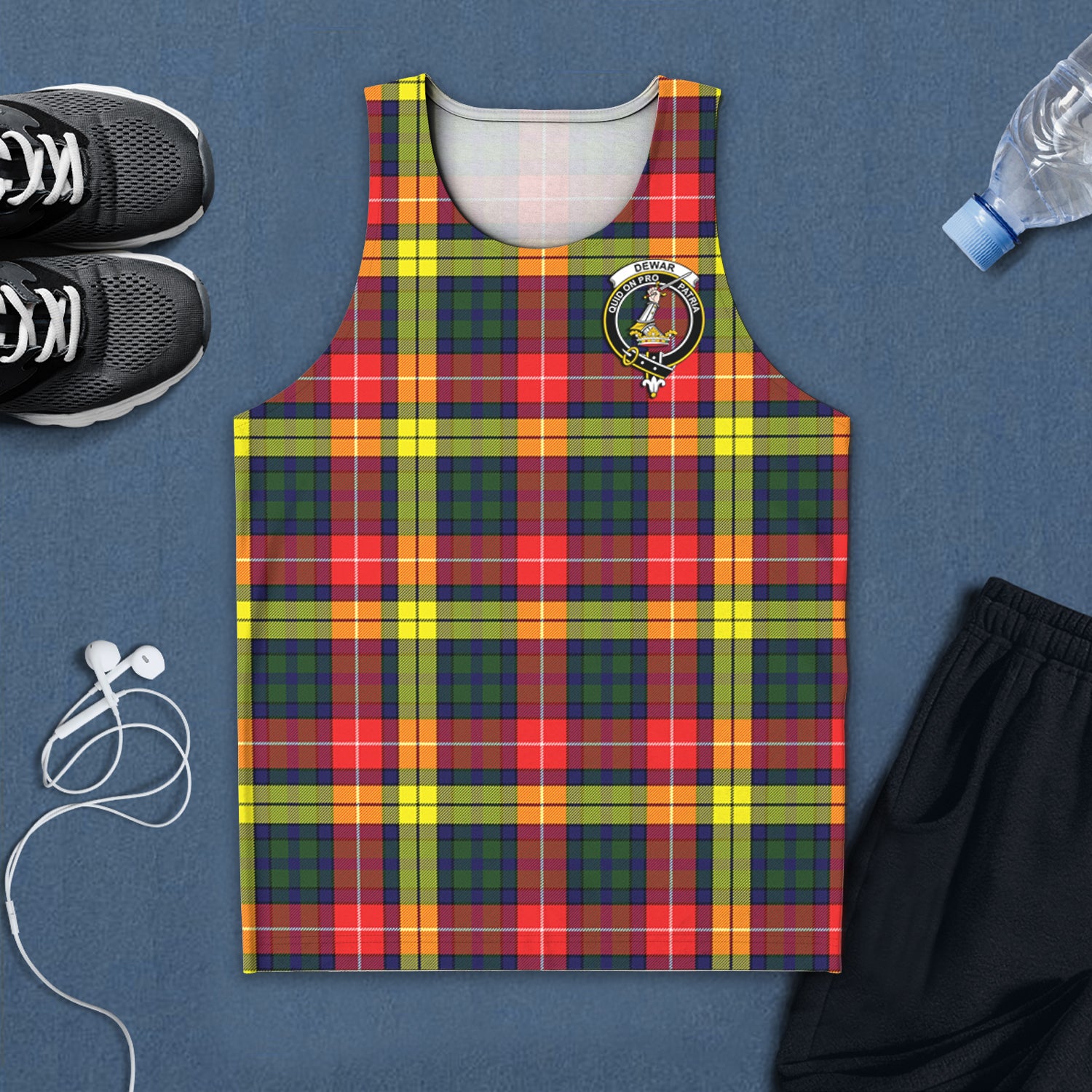 dewar-tartan-mens-tank-top-with-family-crest