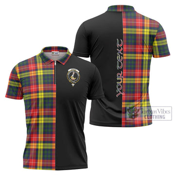 Dewar Tartan Zipper Polo Shirt with Family Crest and Half Of Me Style