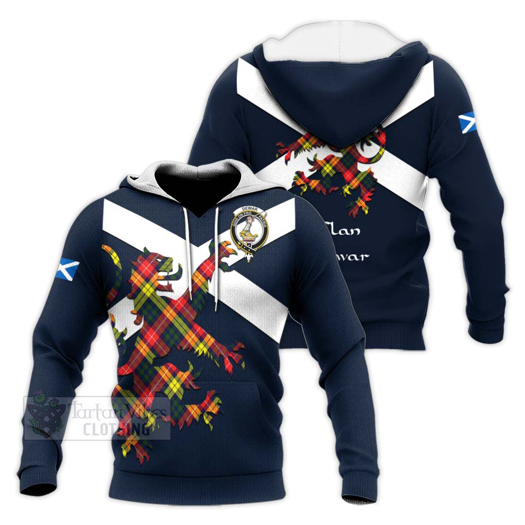 Tartan Vibes Clothing Dewar Tartan Lion Rampant Knitted Hoodie – Proudly Display Your Heritage with Alba Gu Brath and Clan Name