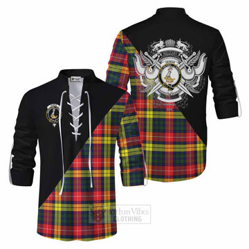 Dewar Tartan Ghillie Kilt Shirt with Family Crest and Military Logo Style Men - Tartan Vibes Clothing