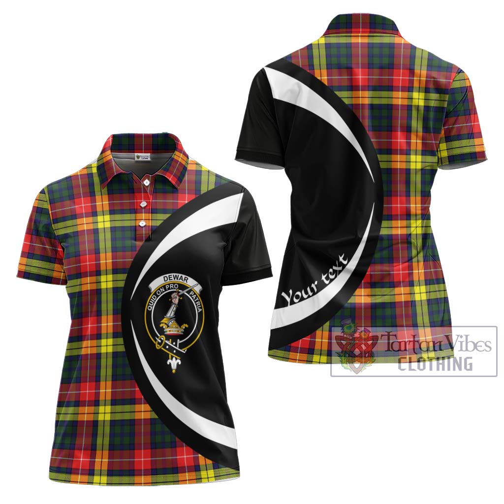 Dewar Tartan Women's Polo Shirt with Family Crest Circle Style Women - Tartan Vibes Clothing