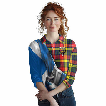 Dewar Tartan Women's Casual Shirt with Family Crest Scotland Patriotic Style