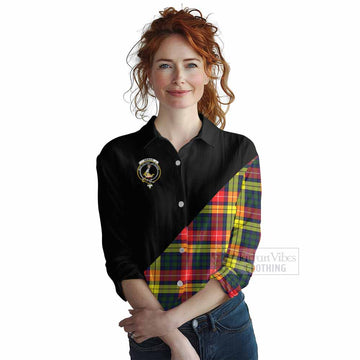 Dewar Tartan Women's Casual Shirt with Family Crest and Military Logo Style