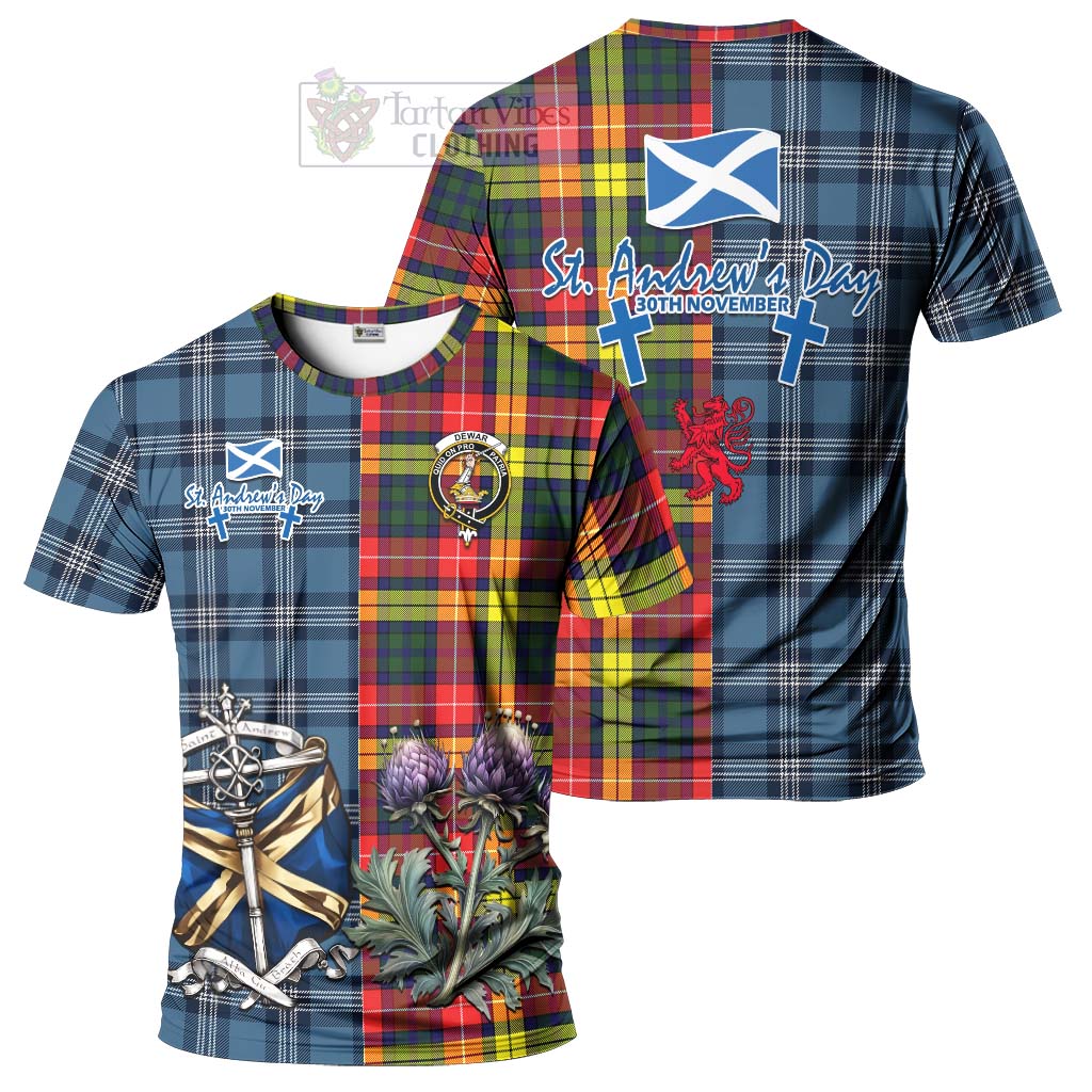 Tartan Vibes Clothing Dewar Tartan T-Shirt Happy St. Andrew's Day Half Tartan Style