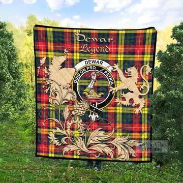 Dewar Tartan Quilt with Family Crest and Scottish Symbol Style