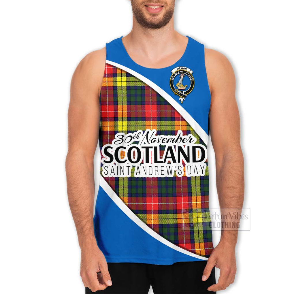 Tartan Vibes Clothing Dewar Family Crest Tartan Men's Tank Top Celebrate Saint Andrew's Day in Style