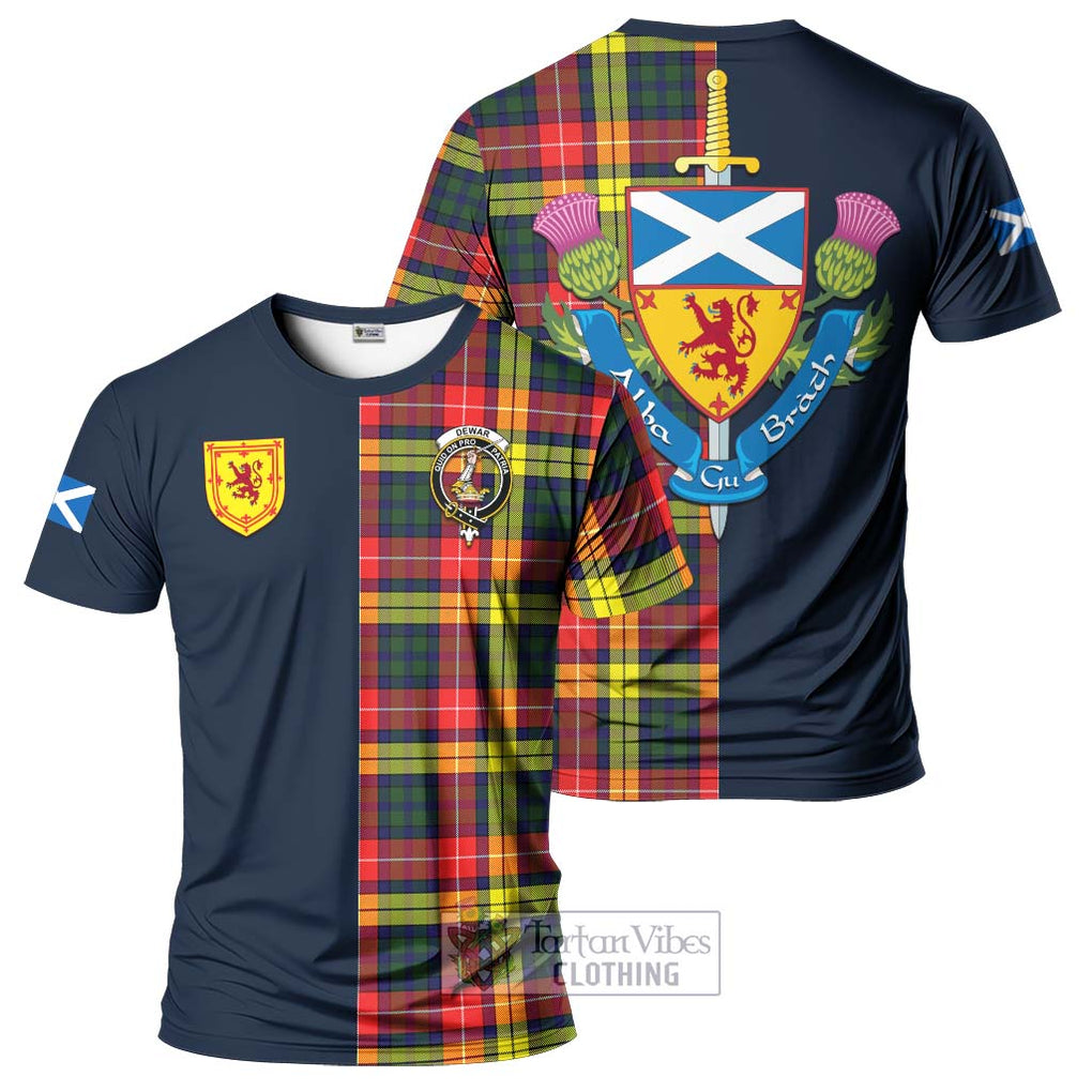 Tartan Vibes Clothing Dewar Tartan T-Shirt Alba with Scottish Lion Royal Arm Half Style