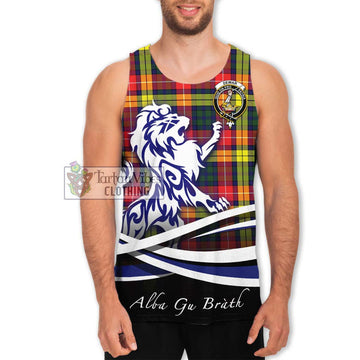 Dewar Tartan Men's Tank Top with Alba Gu Brath Regal Lion Emblem Men - Tartan Vibes Clothing