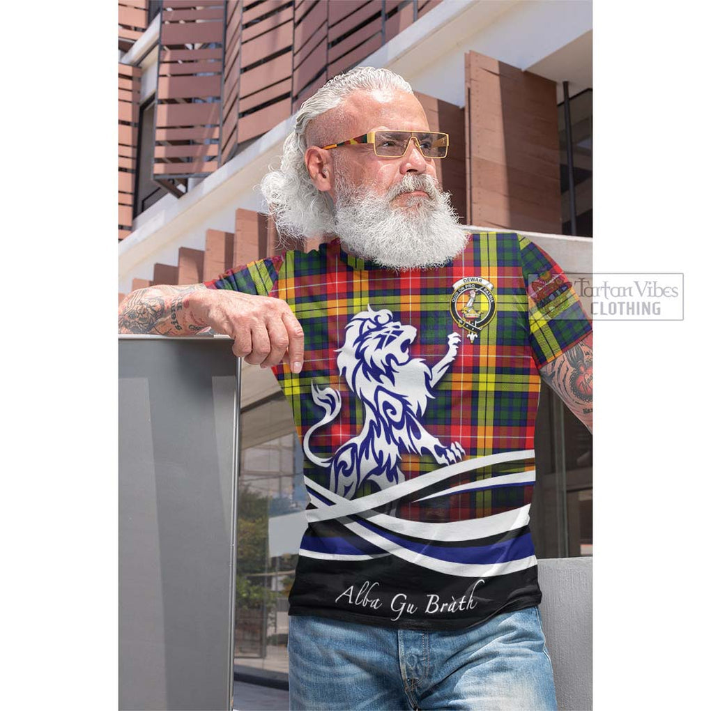 Tartan Vibes Clothing Dewar Tartan Cotton T-shirt with Alba Gu Brath Regal Lion Emblem