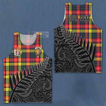 Dewar Crest Tartan Men's Tank Top with New Zealand Silver Fern Half Style