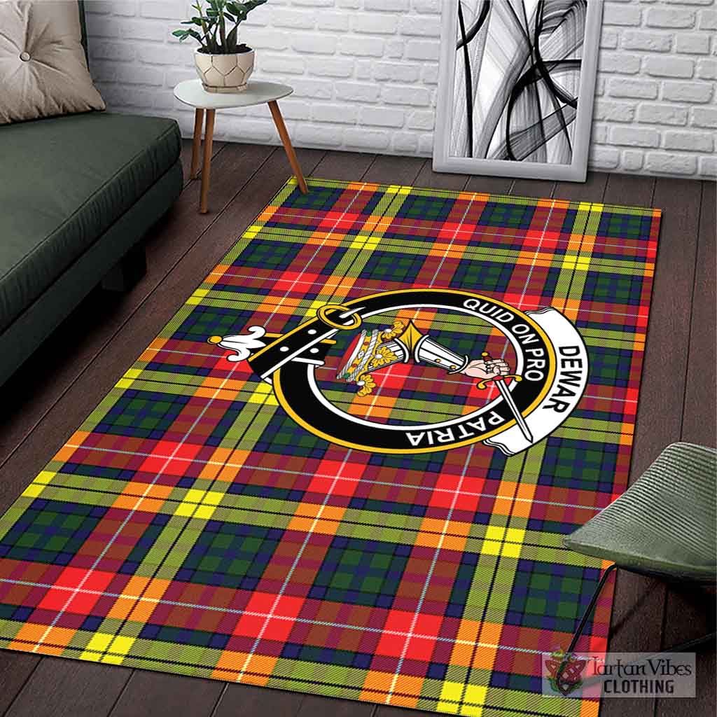 Tartan Vibes Clothing Dewar Tartan Area Rug with Family Crest