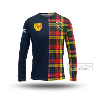 Dewar Tartan Long Sleeve T-Shirt Alba with Scottish Lion Royal Arm Half Style Unisex - Tartan Vibes Clothing