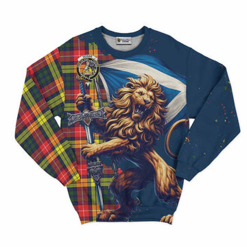 Dewar Tartan Family Crest Sweatshirt with Scottish Majestic Lion