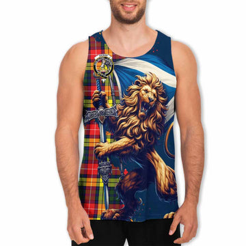 Dewar Tartan Family Crest Men's Tank Top with Scottish Majestic Lion