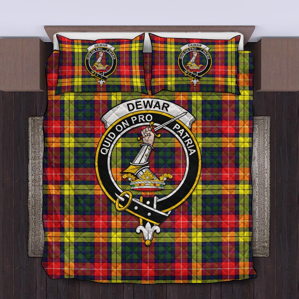 Dewar Tartan Quilt Bed Set with Family Crest Twin - Tartan Vibes Clothing