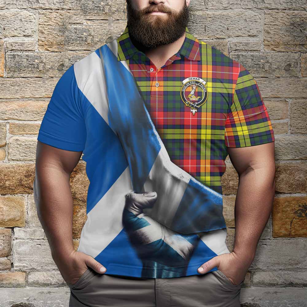 Tartan Vibes Clothing Dewar Tartan Polo Shirt with Family Crest Scotland Patriotic Style