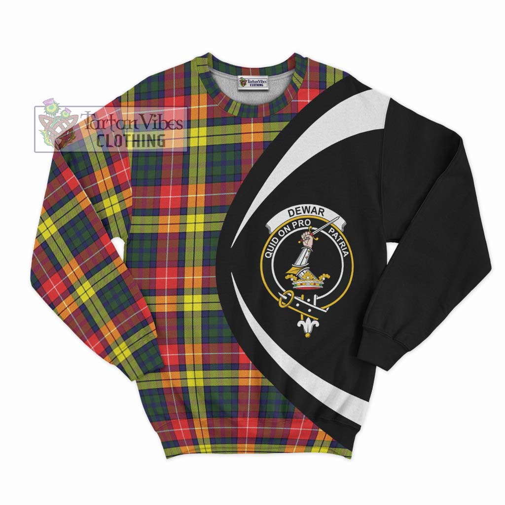 Dewar Tartan Sweatshirt with Family Crest Circle Style Unisex - Tartan Vibes Clothing