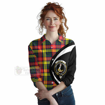 Dewar Tartan Women's Casual Shirt with Family Crest Circle Style