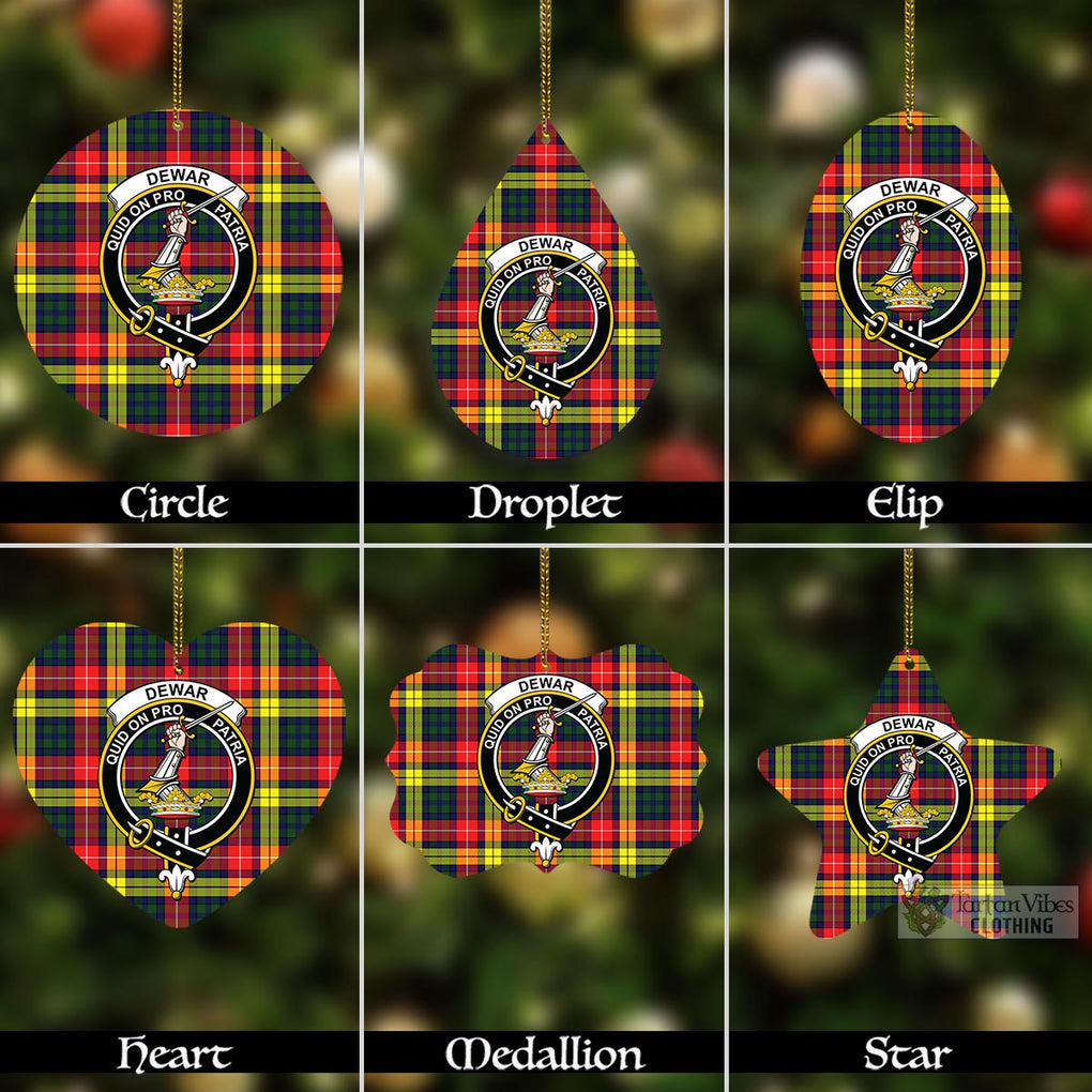 Tartan Vibes Clothing Dewar Tartan Christmas Aluminium Ornament with Family Crest