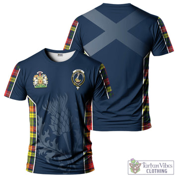 Dewar Tartan T-Shirt with Family Crest and Scottish Thistle Vibes Sport Style