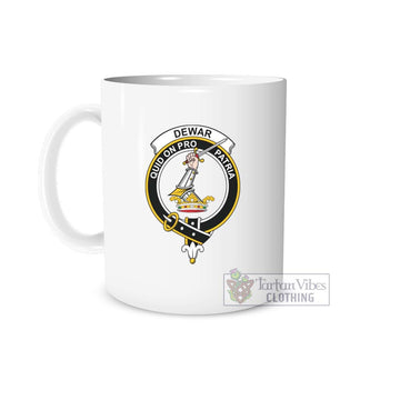 Dewar Family Crest Ceramic Mug White - 2D-tartanvibesclothing