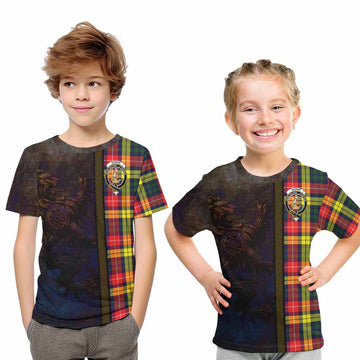 Dewar Tartan Family Crest Kid T-Shirt Alba Gu Brath Be Brave Lion Ancient Style Youth XL Size14 - Tartan Vibes Clothing